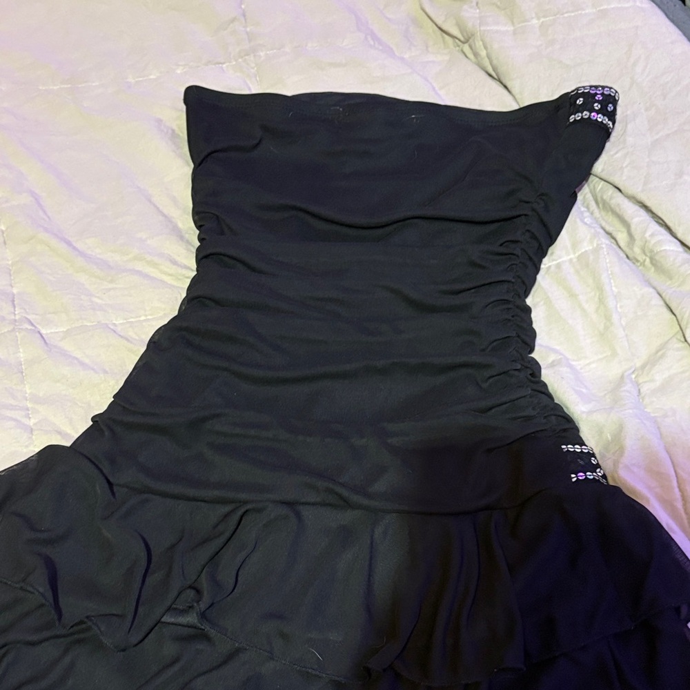 Trixxi strapless black rhinestone ruffle mini dress -y2k homecoming party size M - Picture 3 of 4